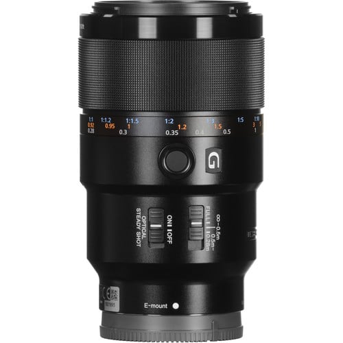 Sony FE 90mm f/2.8 Macro G OSS Lens – precision macro lens with 1:1 magnification, built-in Optical SteadyShot, and outstanding sharpness for close-up and portrait work.