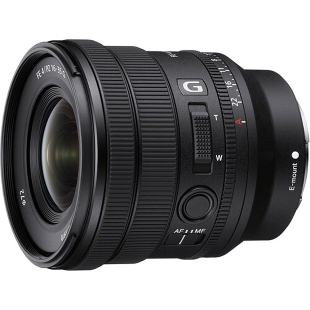 Sony FE PZ 16-35mm f/4 G Lens – compact full-frame power zoom with constant f/4 aperture, advanced optics, and smooth control for video and stills.