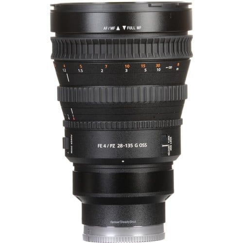 Sony FE PZ 28-135mm f/4 G OSS Lens – professional full-frame power zoom with constant f/4 aperture, G-series optics, Optical SteadyShot, and smooth focus for video and photography.