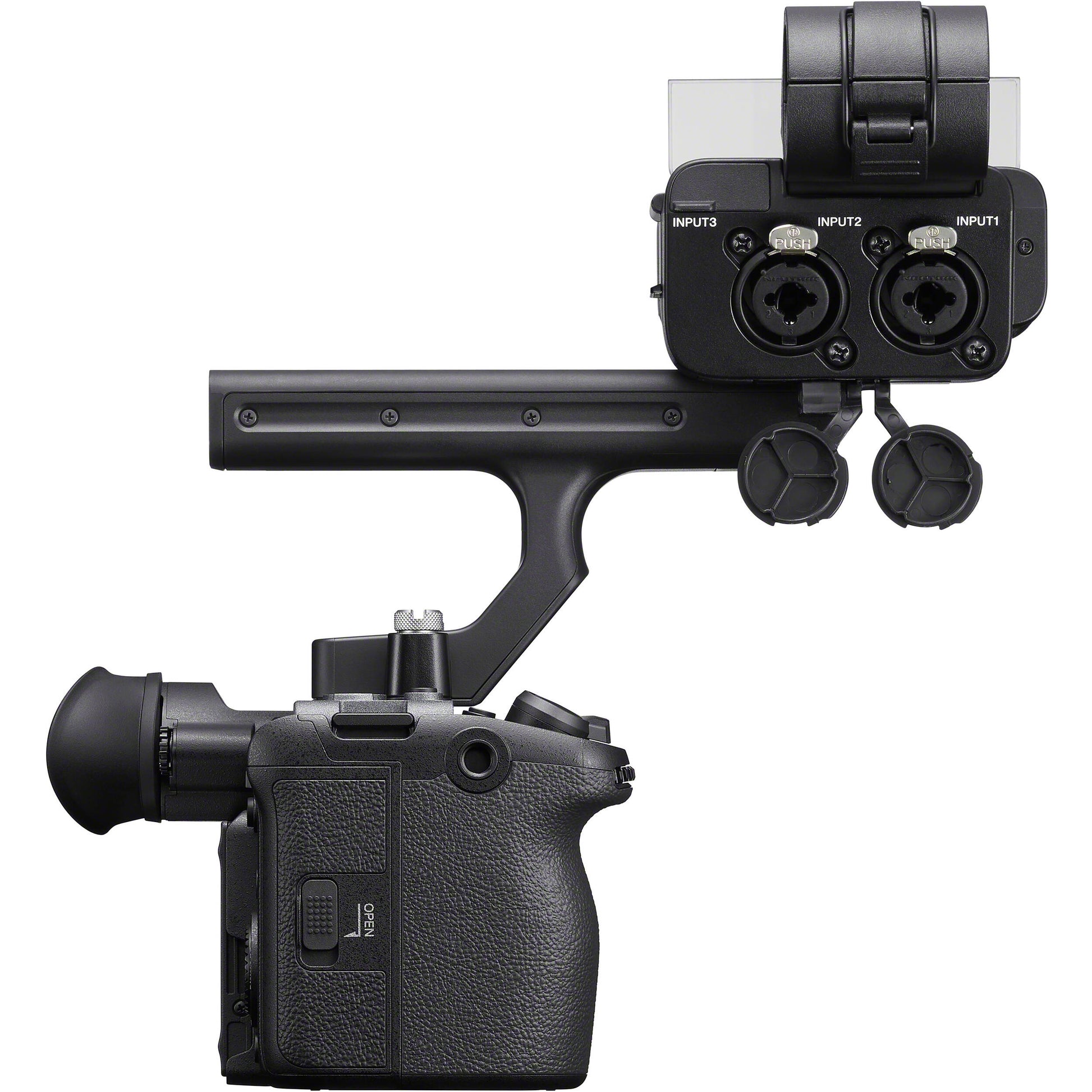 Sony FX2 full-frame cinema camera with XLR Handle, 10.2MP sensor, 4K 120fps, 16-bit RAW, dual XLR inputs for professional filmmaking.