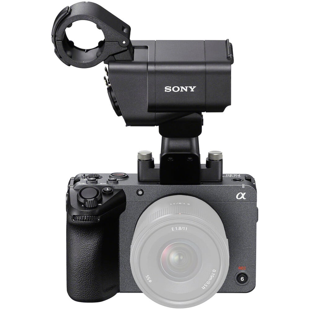 Sony FX30 Cinema Camera with Handle – compact Super 35 cinema camera featuring 4K recording, advanced autofocus, and detachable top handle for pro video production.