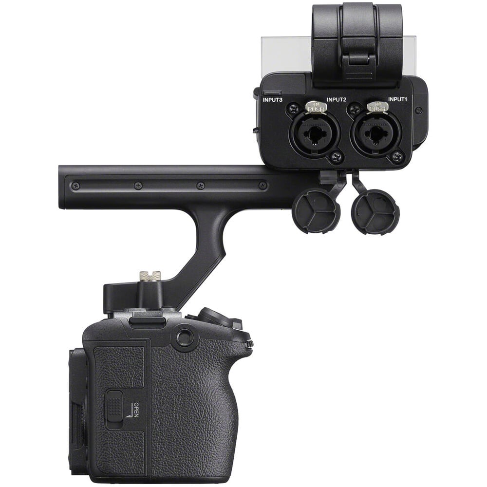 Sony FX30 Cinema Camera with Handle – compact Super 35 cinema camera featuring 4K recording, advanced autofocus, and detachable top handle for pro video production.