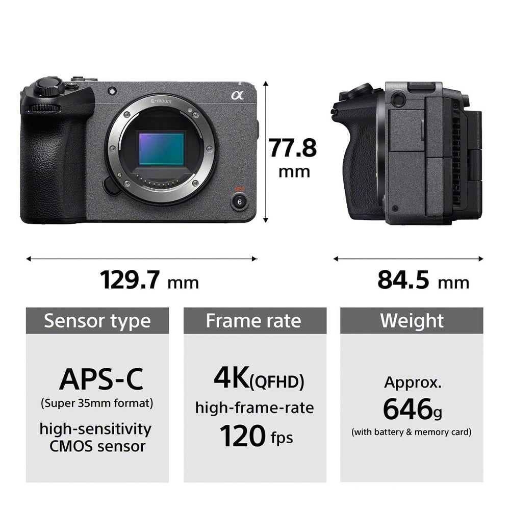 Sony FX30 Cinema Camera – lightweight Super 35 4K cinema camera with advanced autofocus, S-Cinetone profile, and professional video features for creators.