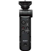 Sony GP-VPT3 multi-function shooting grip with detachable Bluetooth remote commander, converts to mini tripod, supports cameras up to 1.5 kg, 10m wireless remote control range, ergonomic design, tilt and swivel head for selfie or outward shots, dust and moisture resistant.