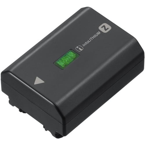 Black battery pack with green indicator on a white background