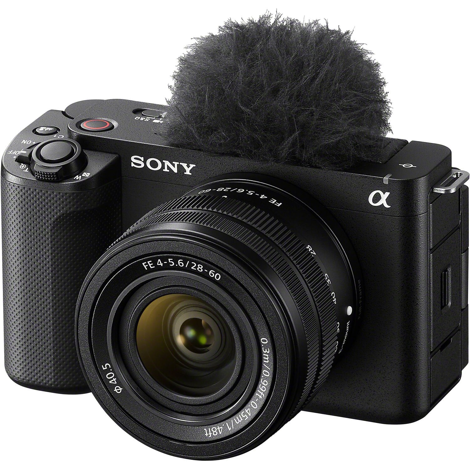 Sony ZV-E1 mirrorless digital camera bundle with 28-60mm F4-5.6 zoom lens in black, featuring 12.1MP full-frame Exmor R CMOS sensor, BIONZ XR processor, 5-axis SteadyShot image stabilization, UHD 4K 120p and Full HD 240p video, ISO 80-102400 expandable to 409600, and fully articulating 3-inch touchscreen.