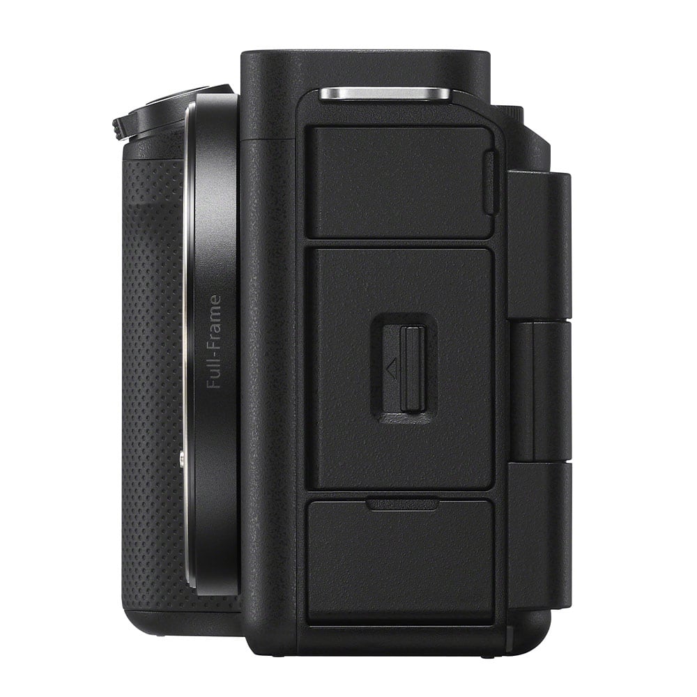 Sony ZV-E1 mirrorless digital camera with 12.1MP full-frame Exmor R CMOS sensor, E-mount, 5-axis sensor-shift image stabilization, UHD 4K 120p and Full HD 240p video recording, ISO 80-102400 extended to 409600, 3-inch fully articulating touchscreen, internal 10-bit 4:2:2 recording, and AI-assisted autofocus.