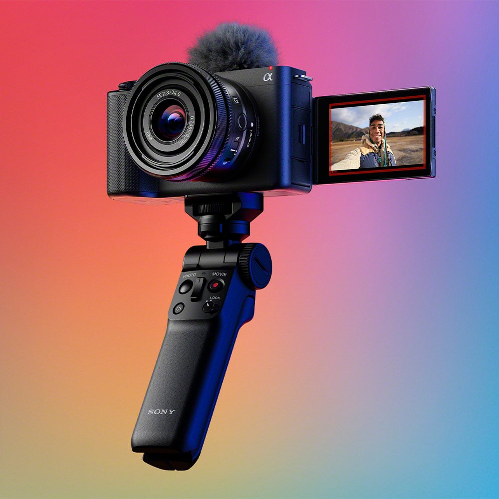 Sony ZV-E1 mirrorless digital camera with 12.1MP full-frame Exmor R CMOS sensor, E-mount, 5-axis sensor-shift image stabilization, UHD 4K 120p and Full HD 240p video recording, ISO 80-102400 extended to 409600, 3-inch fully articulating touchscreen, internal 10-bit 4:2:2 recording, and AI-assisted autofocus.