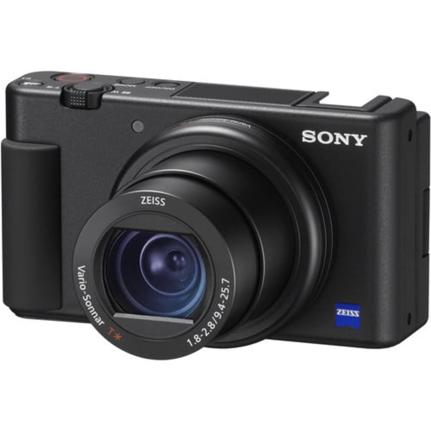 Sony ZV-1 has everything you need to get vlogging. Features a vari-angle touch screen, selfie grip, recording lamp and quality built-in mic with a windscreen.