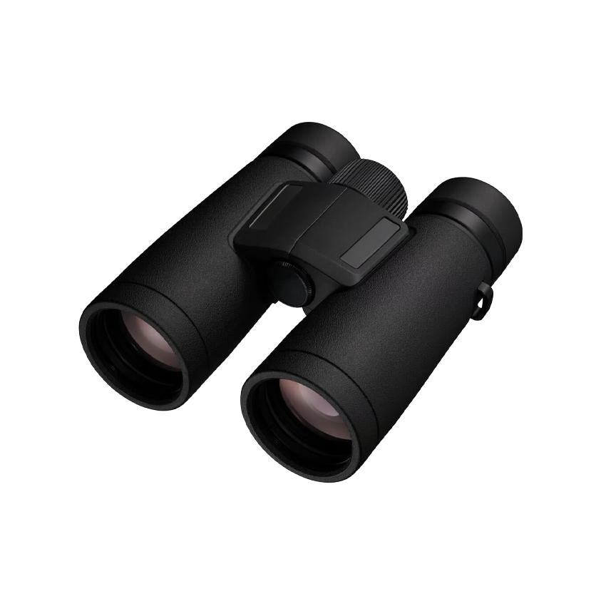 Black binoculars on a white background