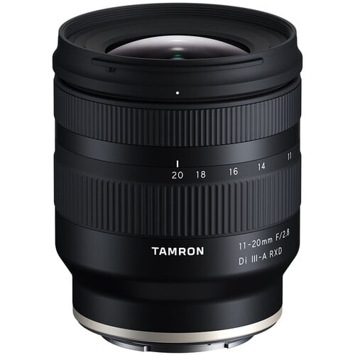 Tamron 11-20mm f/2.8 Di III-A RXD Lens for Sony E – ultra-wide zoom with bright f/2.8 aperture, fast autofocus, and compact design, ideal for landscapes, architecture, and astrophotography.