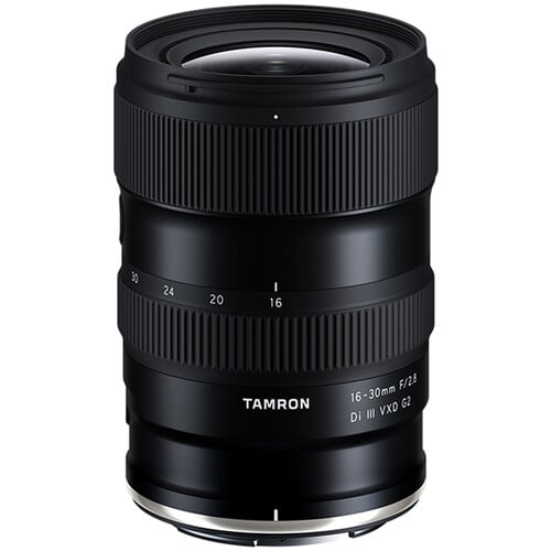 Tamron 16-30mm f/2.8 Di III VXD G2 Lens (Nikon Z) – ultra-wide zoom with constant f/2.8 aperture, advanced VXD autofocus, and refined G2 optics, built for landscapes, architecture, and creative perspectives.