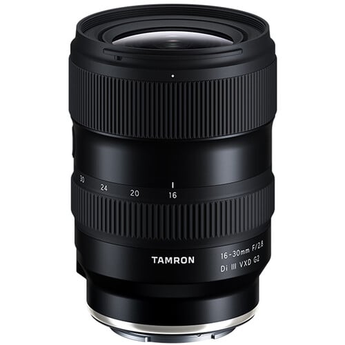Tamron 16-30mm f/2.8 Di III VXD G2 Lens (Sony E) – ultra-wide zoom with constant f/2.8 aperture, fast VXD autofocus, and G2 optical design, ideal for landscapes, architecture, and creative wide-angle shots.