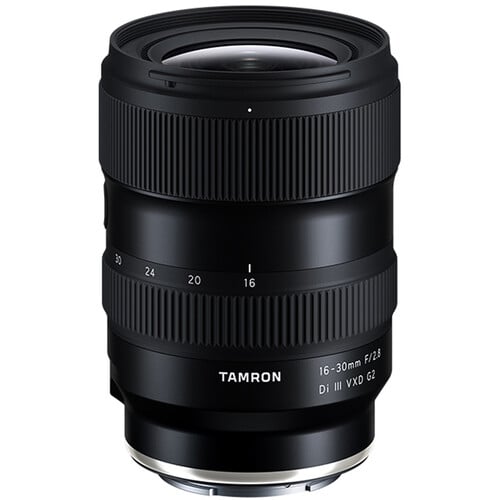 Tamron 16-30mm f/2.8 Di III VXD G2 Lens (Sony E) – ultra-wide zoom with constant f/2.8 aperture, fast VXD autofocus, and G2 optical design, ideal for landscapes, architecture, and creative wide-angle shots.