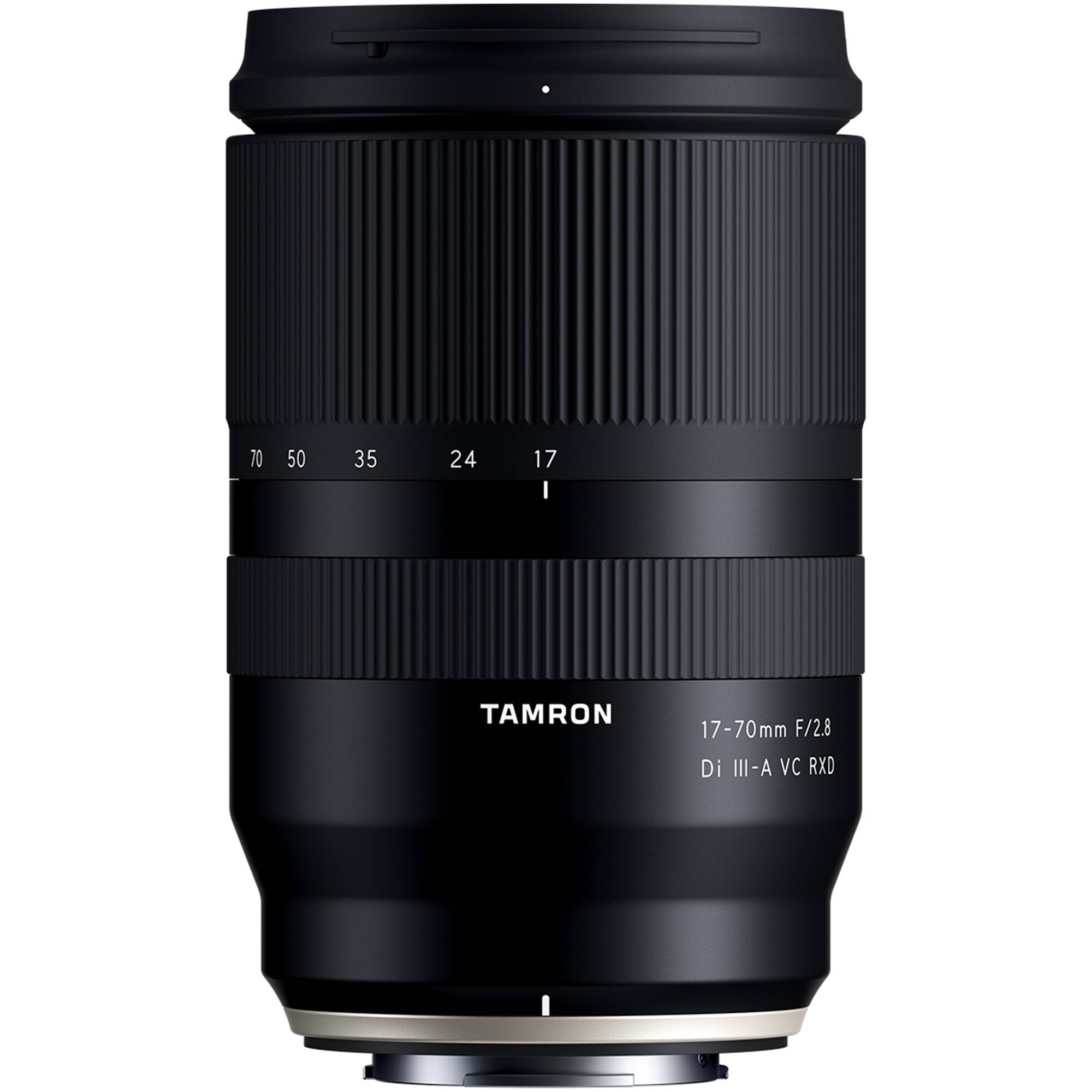 Black Tamron camera lens on a white background