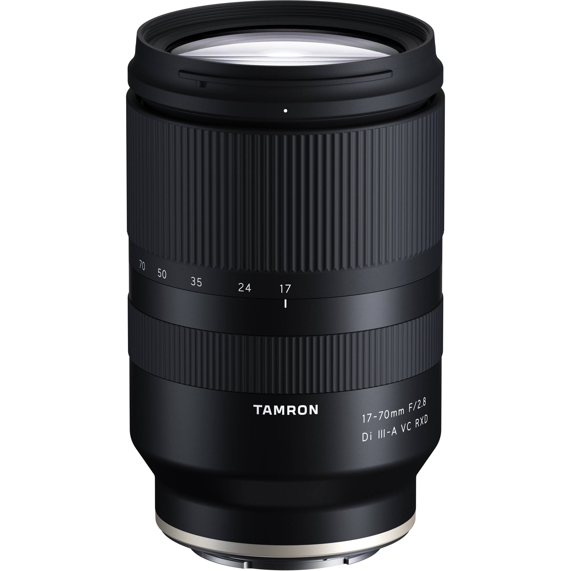 Black Tamron camera lens on a white background
