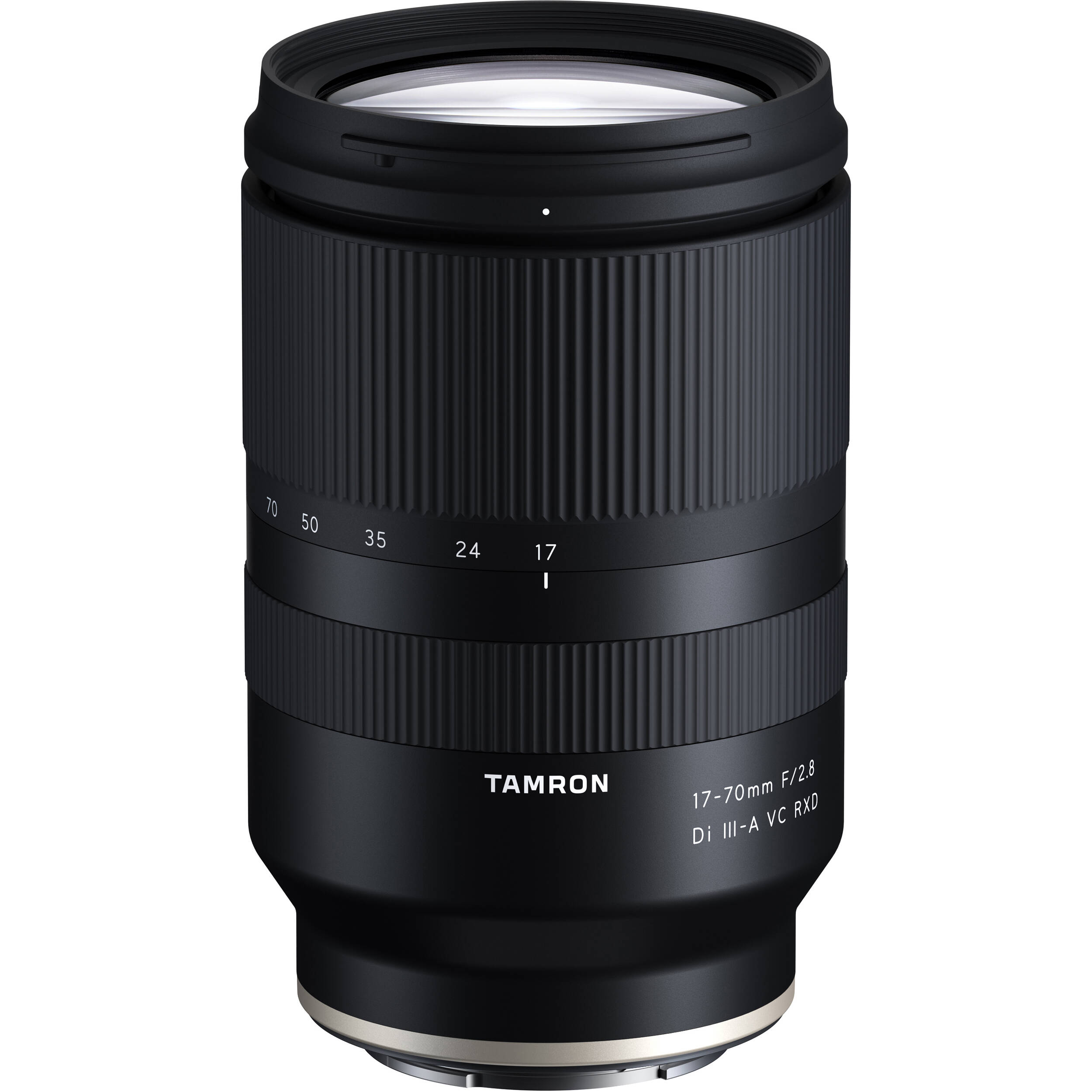 Black Tamron camera lens on a white background