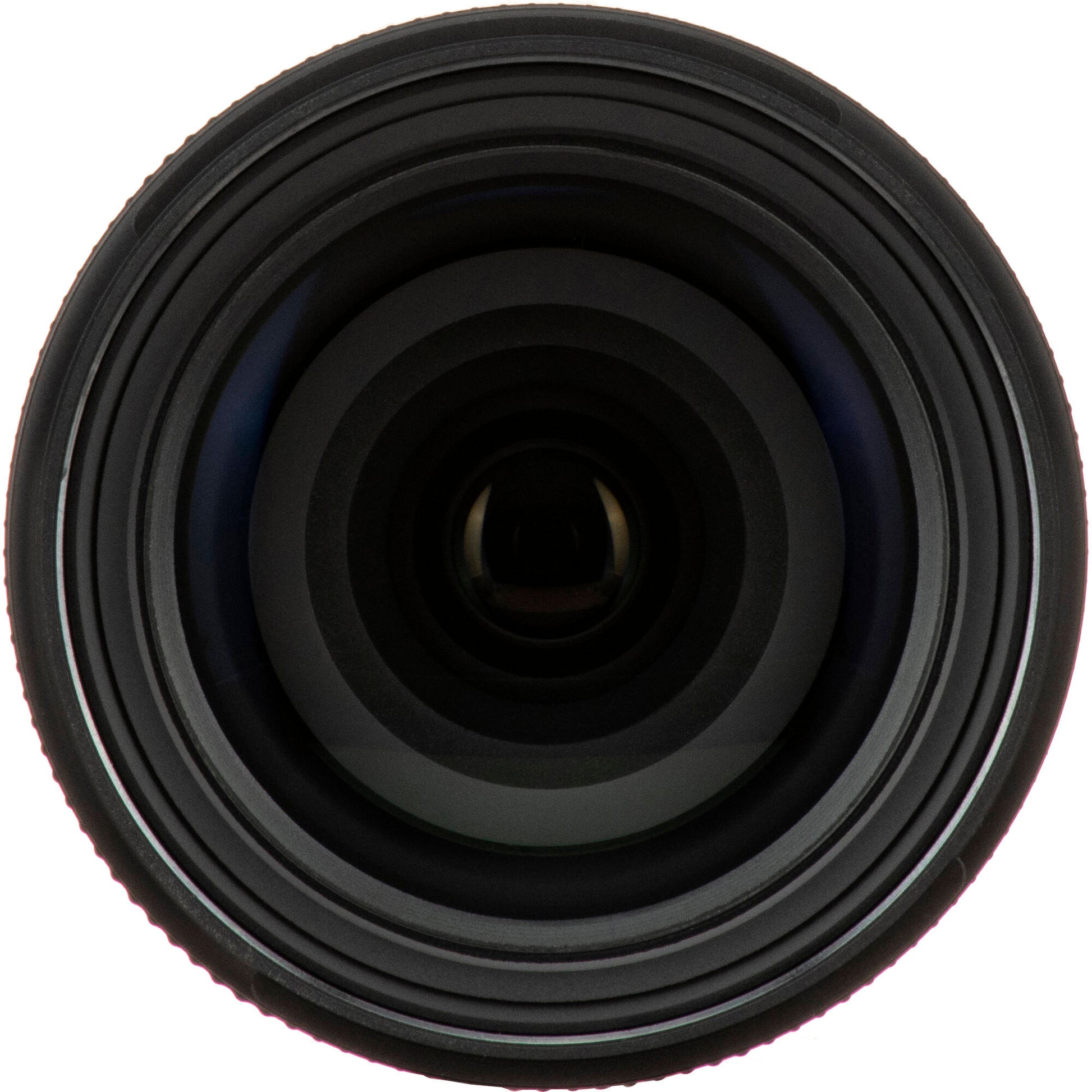 Close-up of a black lens on a white background