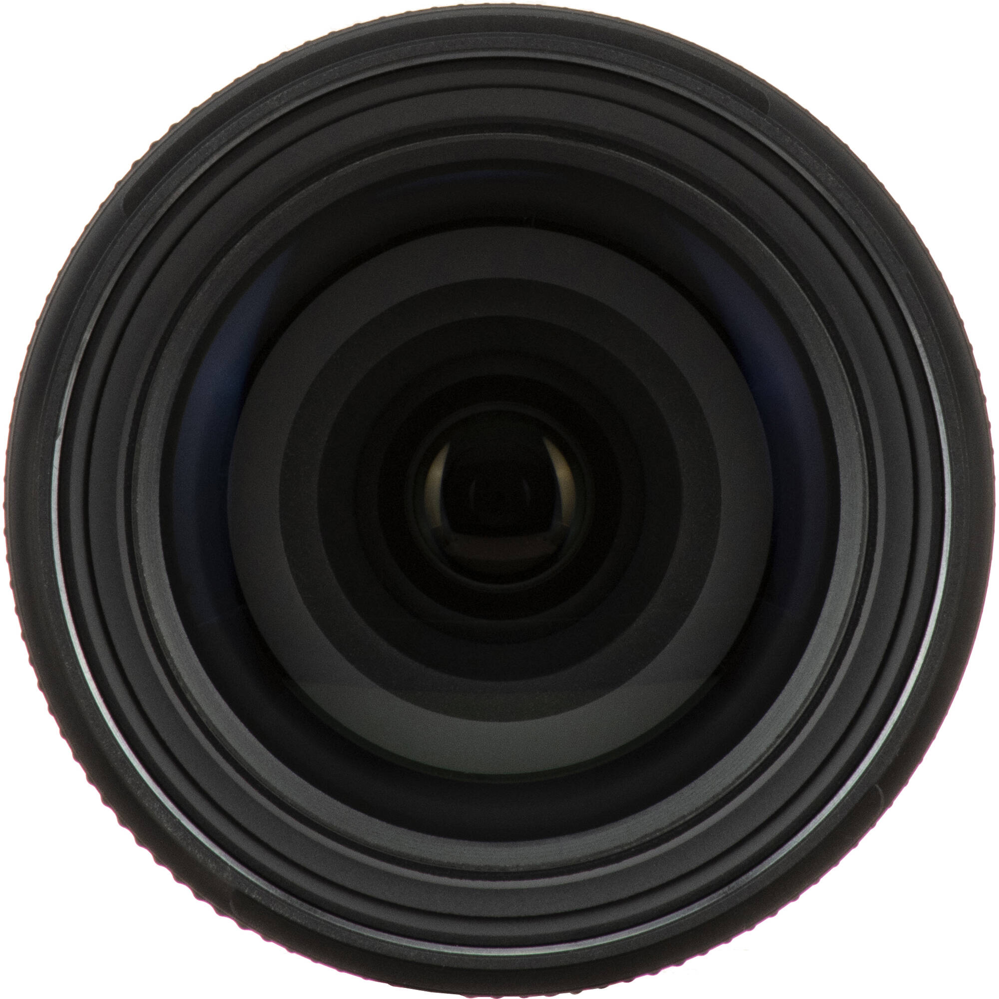Close-up of a black lens on a white background