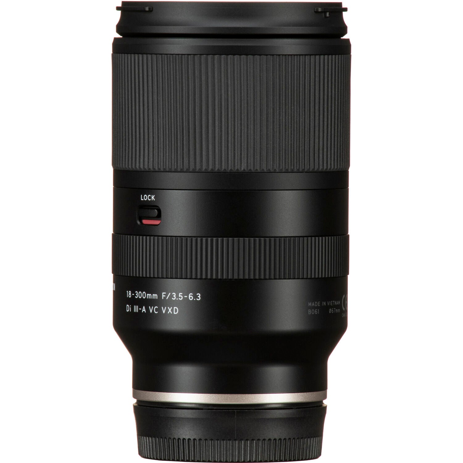 Camera lens with text on a white background