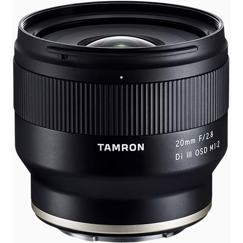 Tamron 20mm f/2.8 Di III OSD M1:2 Lens for Sony E – compact wide-angle prime with 1:2 macro capability, quiet OSD AF, and lightweight design for everyday creativity.