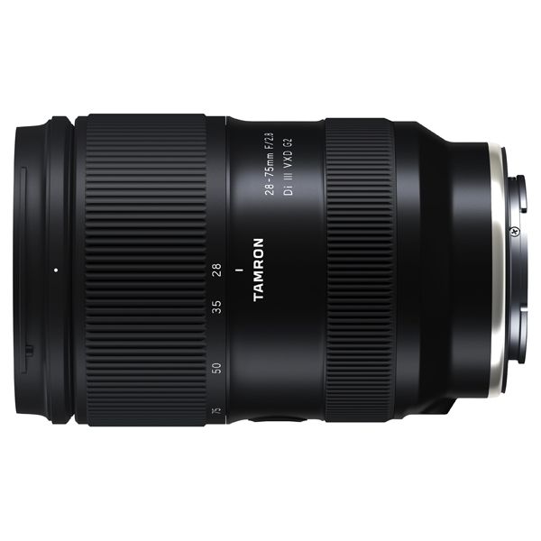 Black Tamron camera lens on a white background