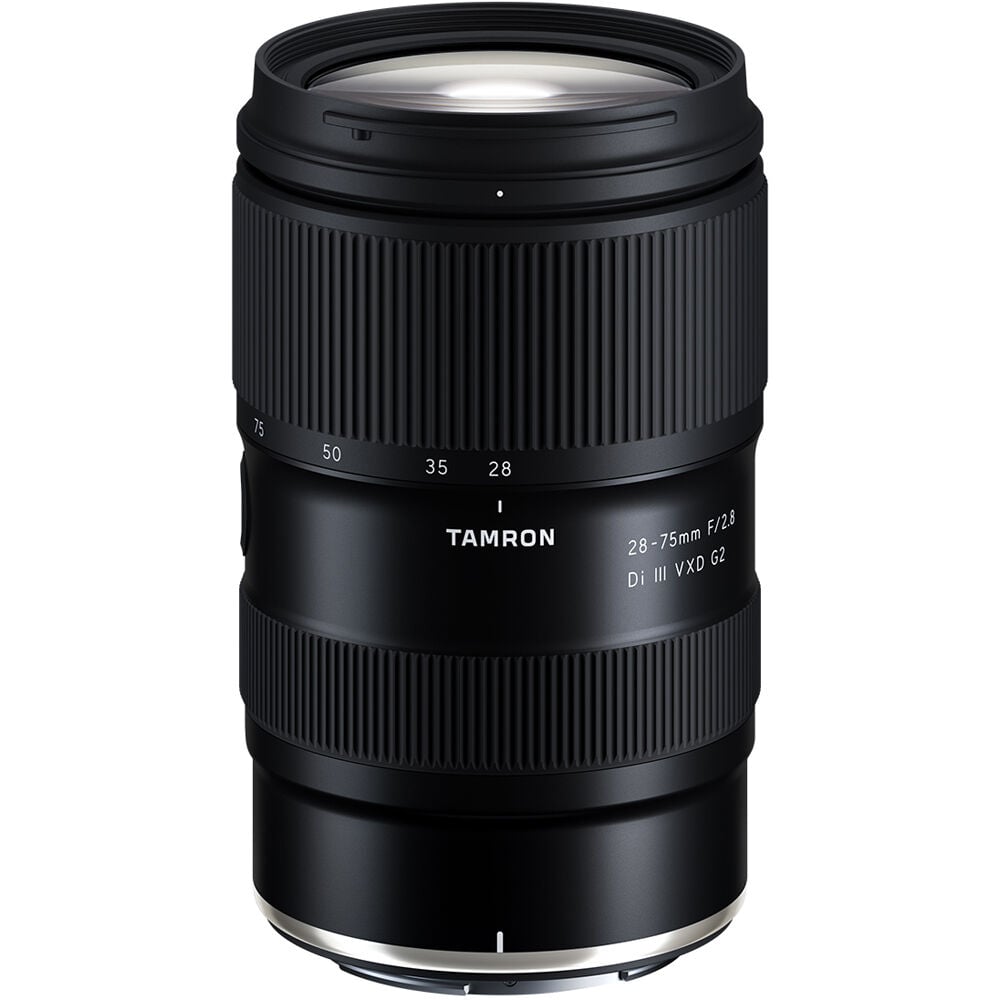 Black Tamron camera lens on a white background