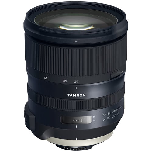 Tamron SP 24–70mm f/2.8 Di VC USD standard zoom lens for Nikon F, ideal for portraits, landscapes, and events.