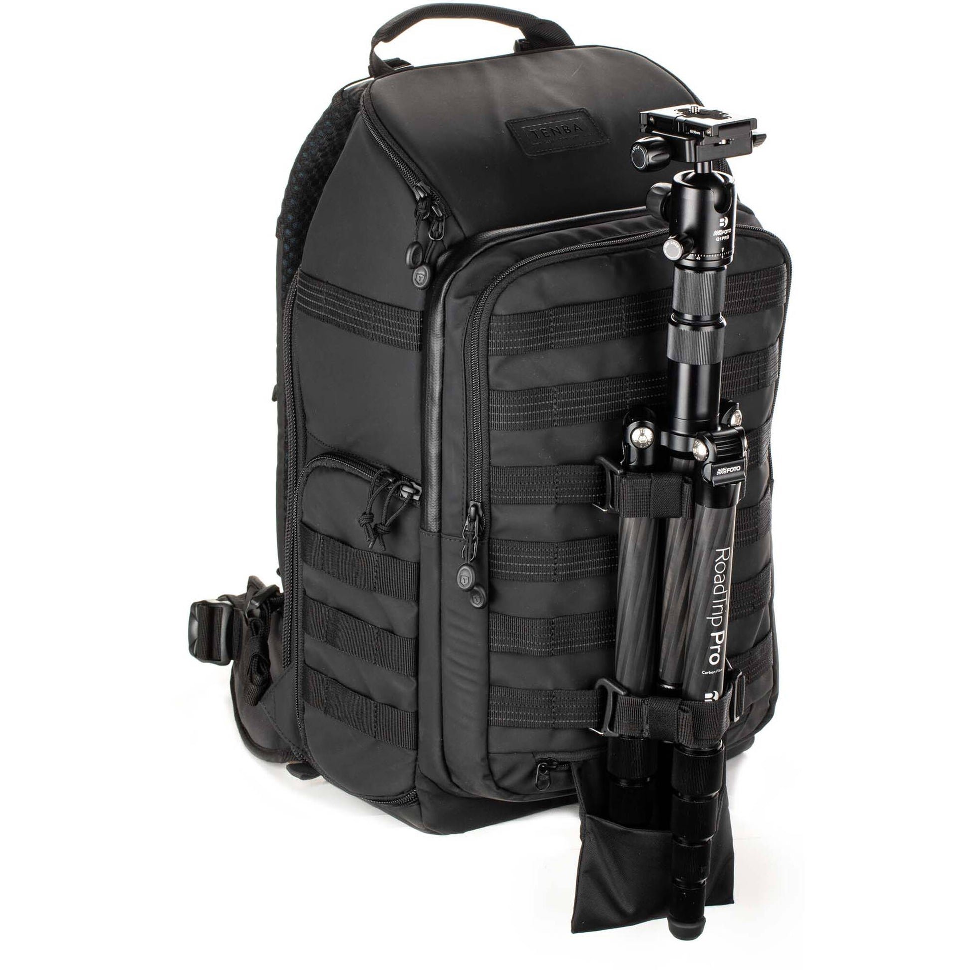 Tenba Axis V2 20L camera backpack with top, side, rear access, laptop/drones storage, MOLLE webbing, and comfy straps.