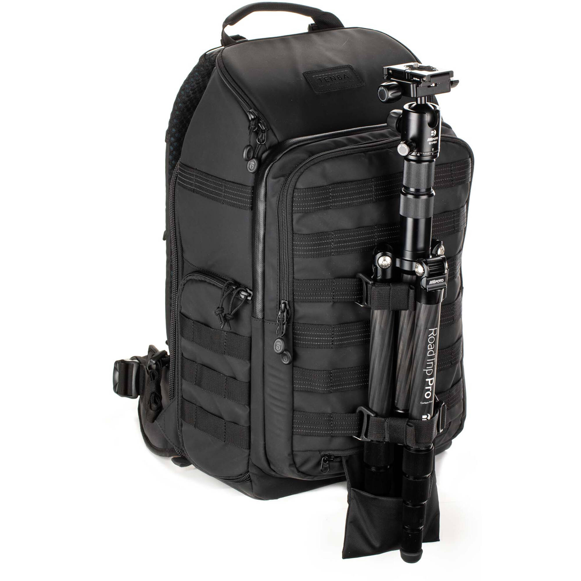 Tenba Axis V2 20L camera backpack with top, side, rear access, laptop/drones storage, MOLLE webbing, and comfy straps.