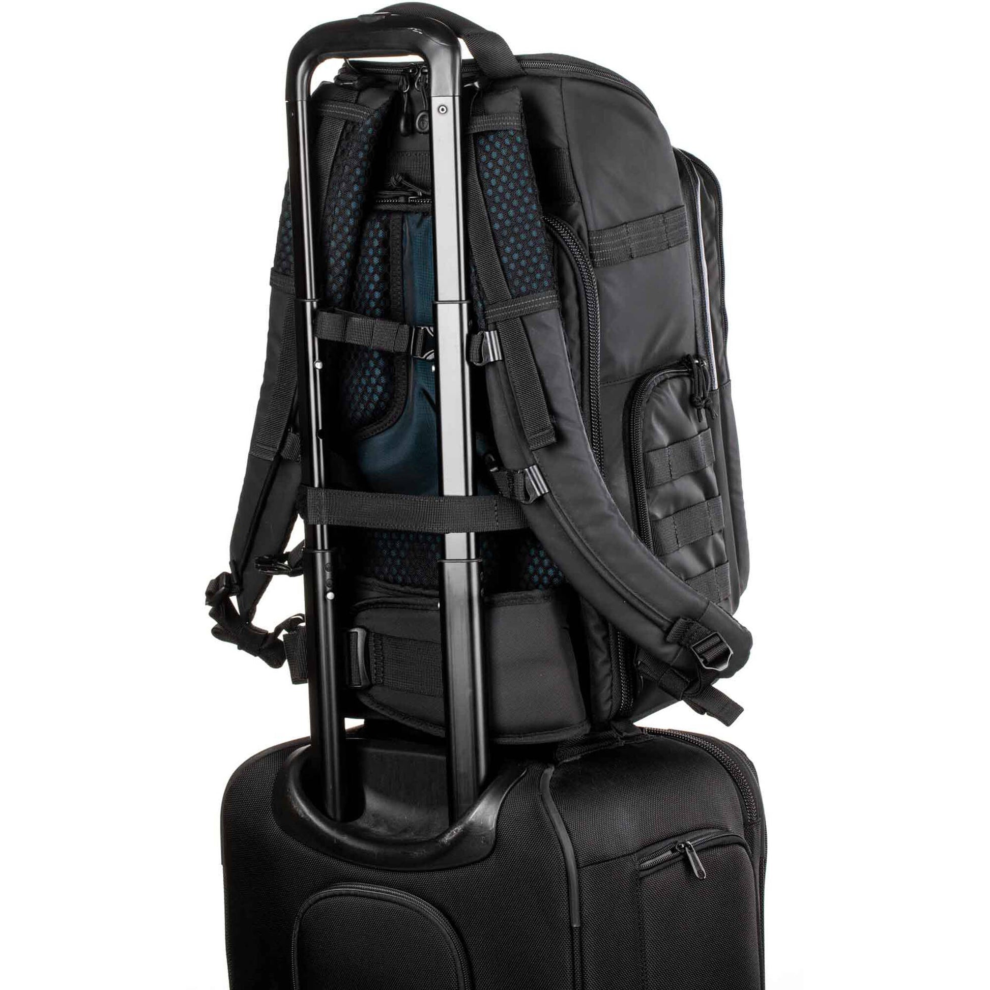 Tenba Axis V2 20L camera backpack with top, side, rear access, laptop/drones storage, MOLLE webbing, and comfy straps.