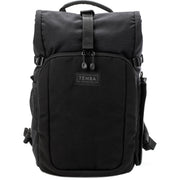 Tenba Fulton V2 16L Backpack in vintage style with rear camera access, rolltop, tripod support, and padded laptop sleeve.