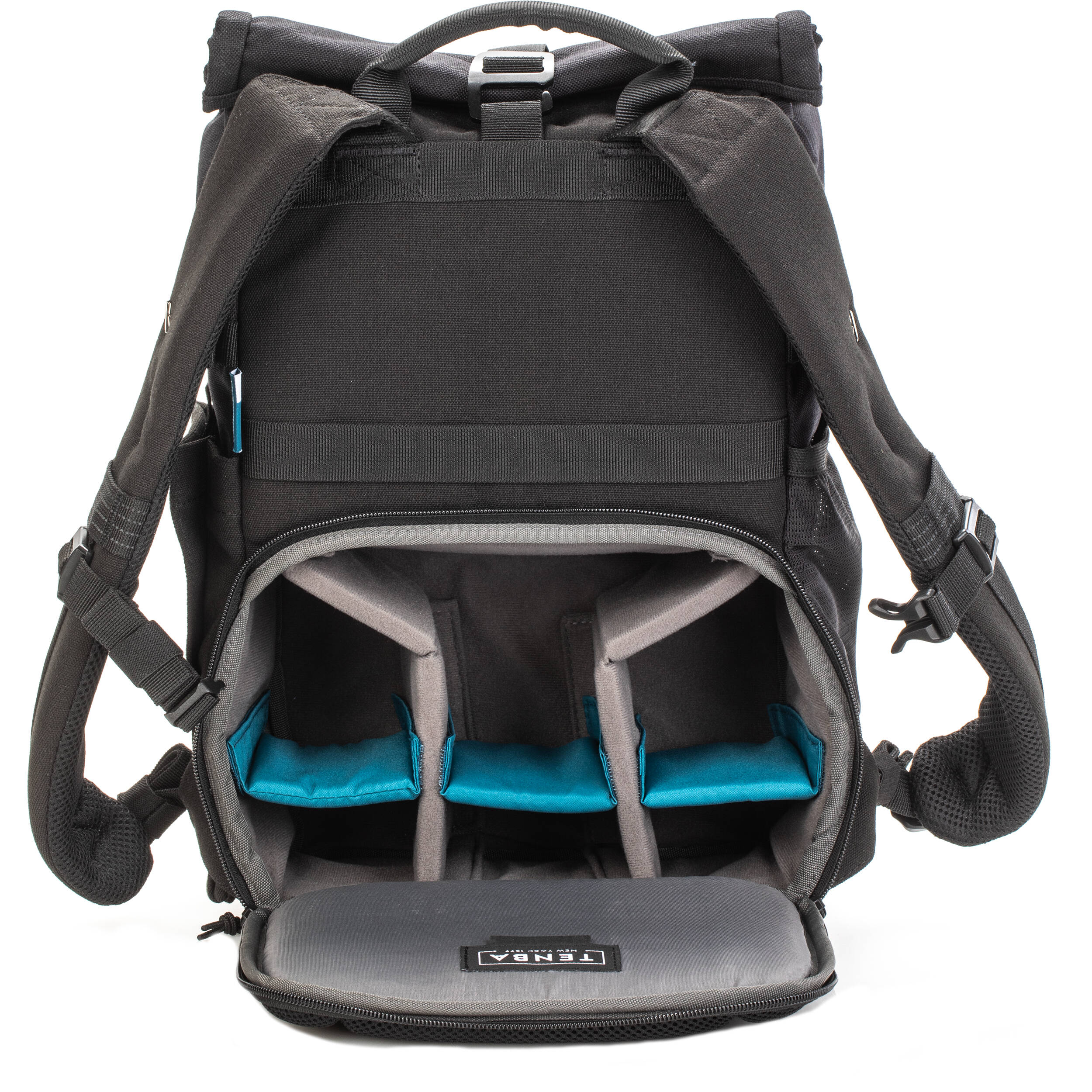 Tenba Fulton V2 16L Backpack in vintage style with rear camera access, rolltop, tripod support, and padded laptop sleeve.