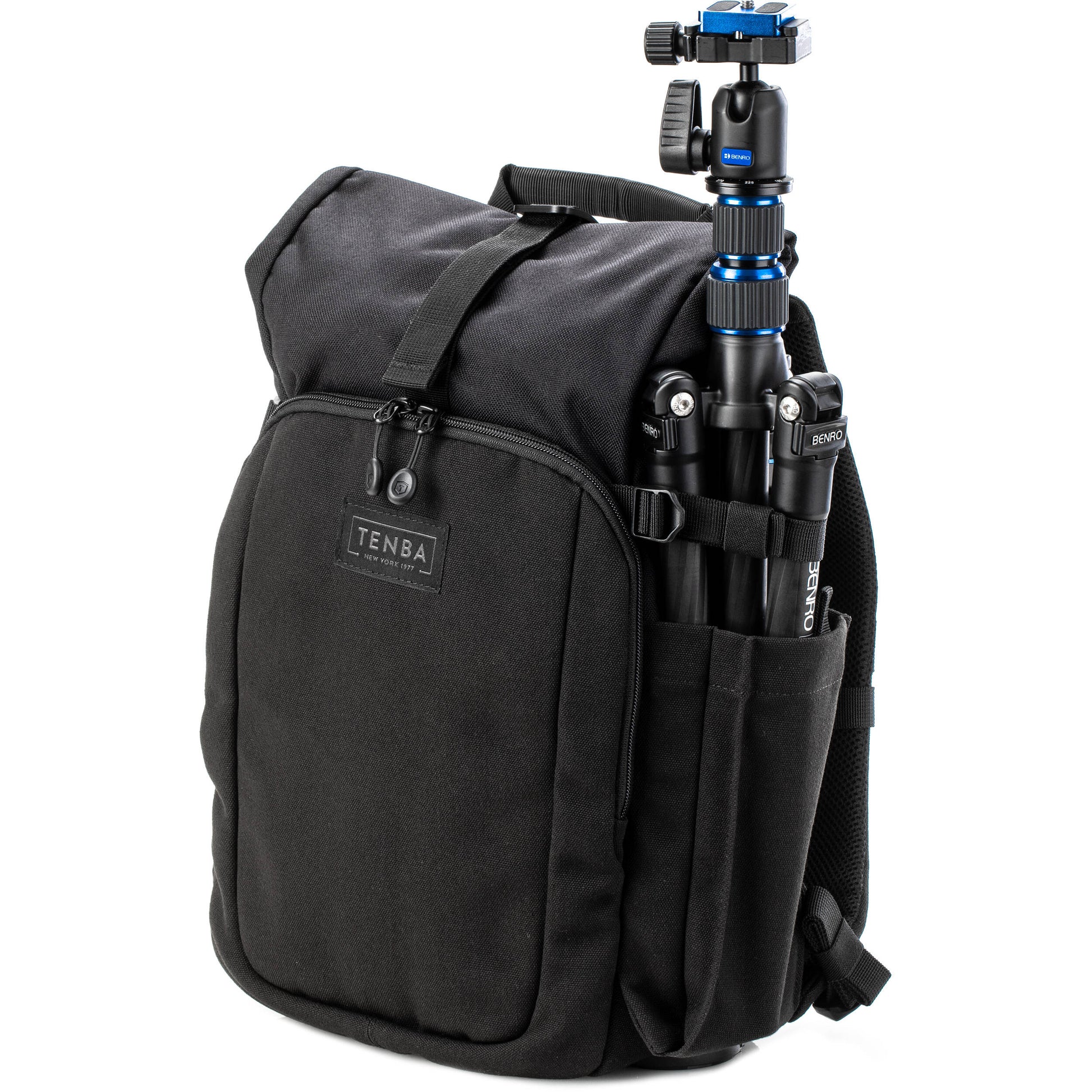 Tenba Fulton V2 16L Backpack in vintage style with rear camera access, rolltop, tripod support, and padded laptop sleeve.