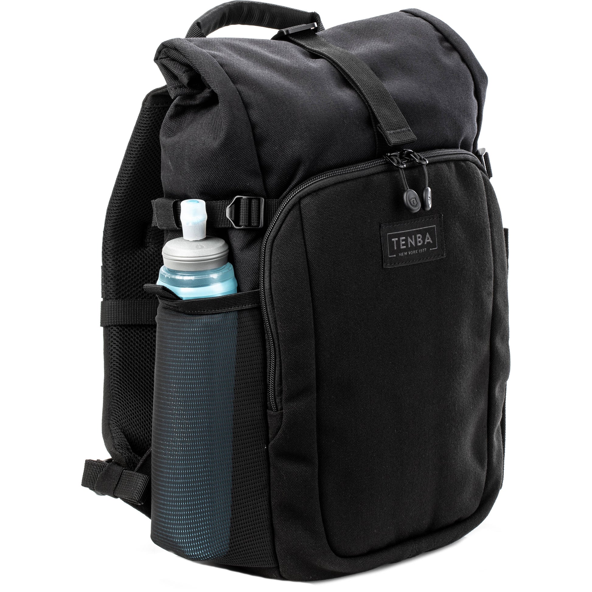 Tenba Fulton V2 16L Backpack in vintage style with rear camera access, rolltop, tripod support, and padded laptop sleeve.