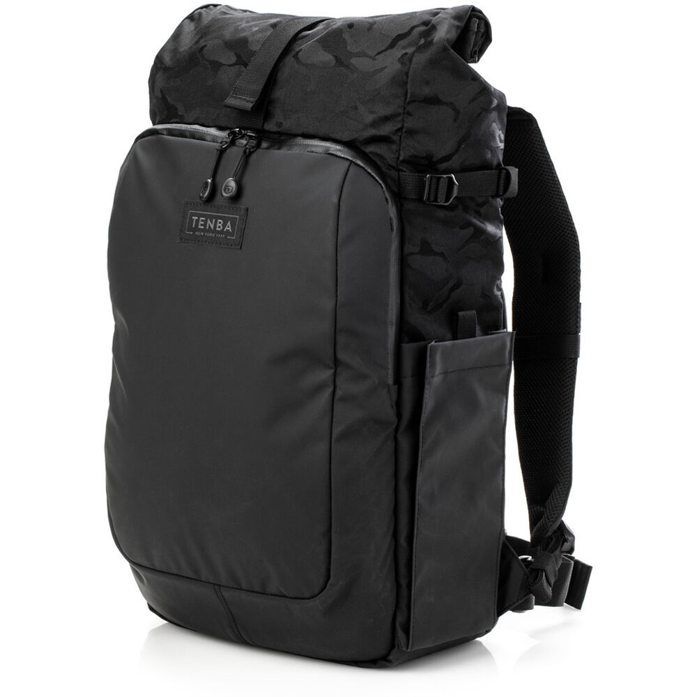 Tenba Fulton V2 16L Backpack in vintage style with rear camera access, rolltop, tripod support, and padded laptop sleeve.
