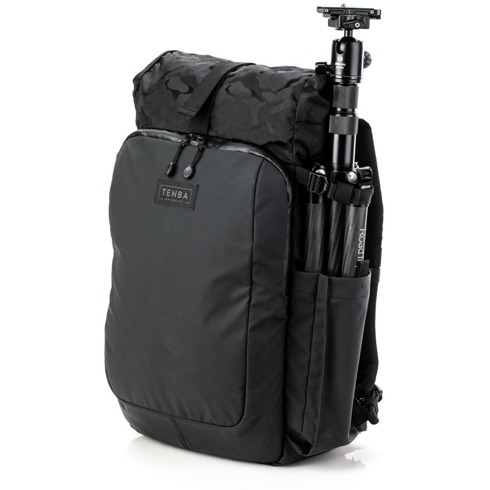 Tenba Fulton V2 16L Backpack in vintage style with rear camera access, rolltop, tripod support, and padded laptop sleeve.