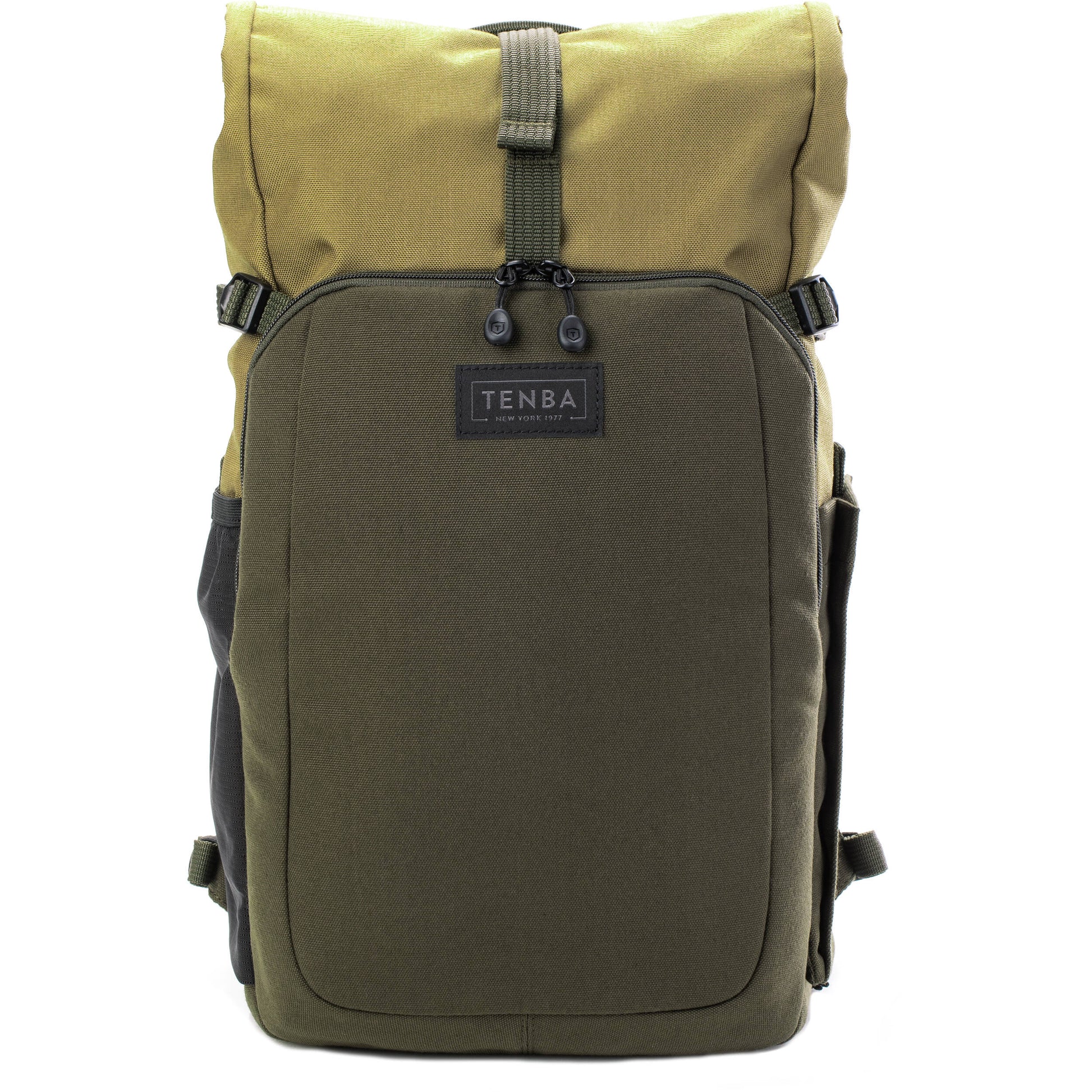 Tenba Fulton V2 16L Backpack in vintage style with rear camera access, rolltop, tripod support, and padded laptop sleeve.