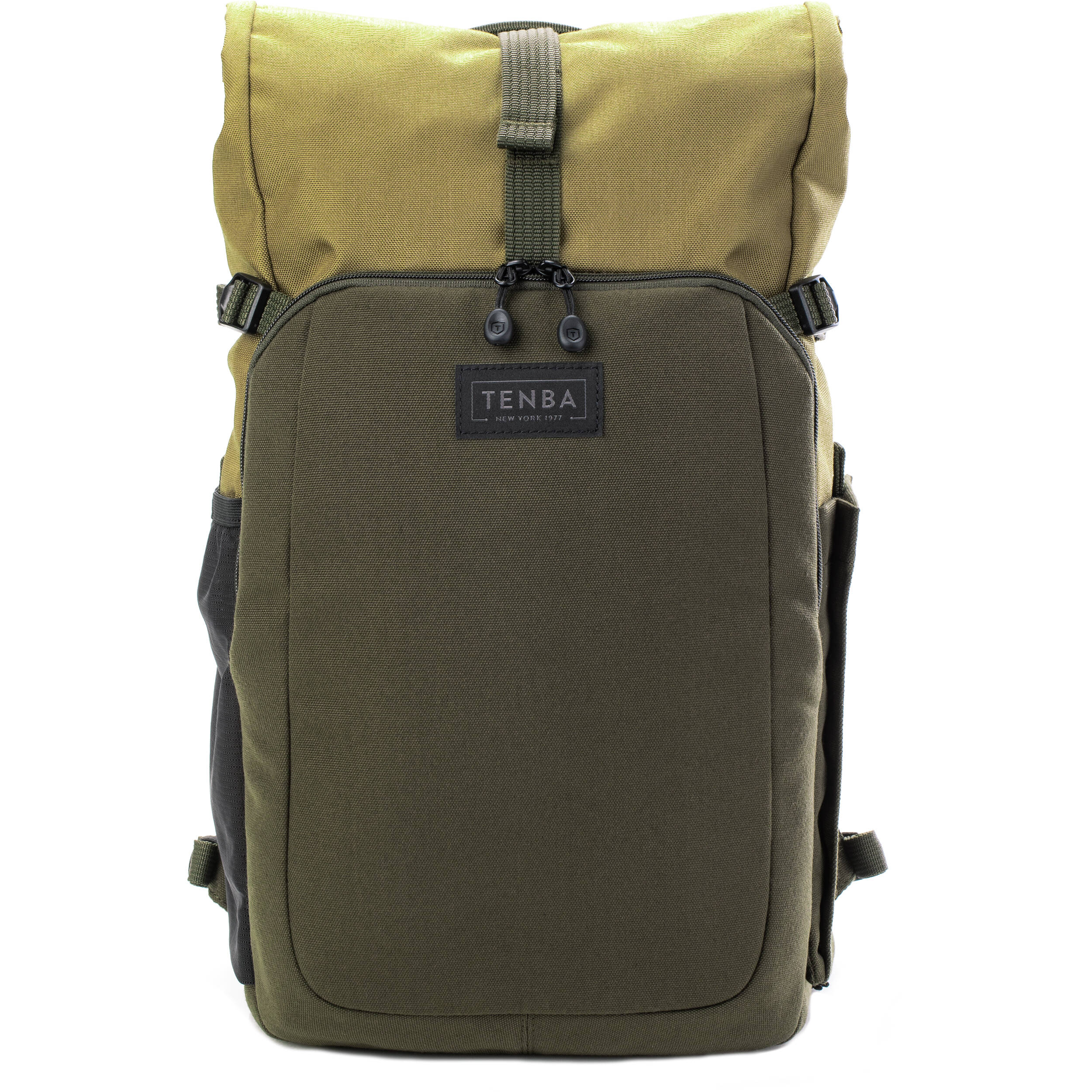 Tenba Fulton V2 16L Backpack in vintage style with rear camera access, rolltop, tripod support, and padded laptop sleeve.