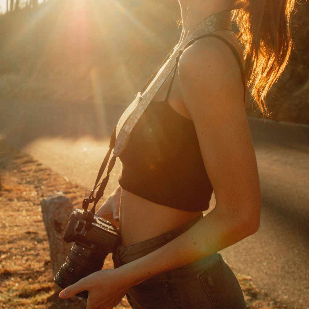 The Lunar Dijon camera is right on trend with its summary mustard colour. Handmade in South Africa. Features genuine leather ends. Shop at Outdoorphoto.