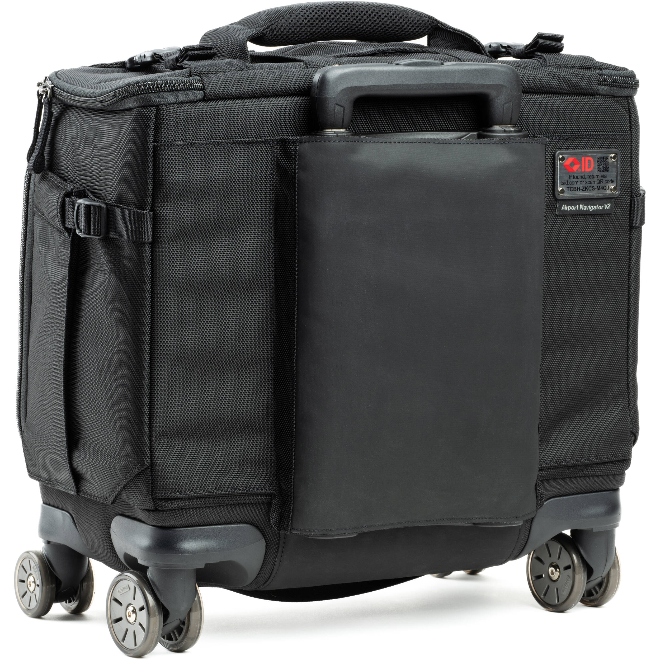 Think Tank Airport Navigator V2 rolling camera bag with laptop compartment and adjustable dividers.