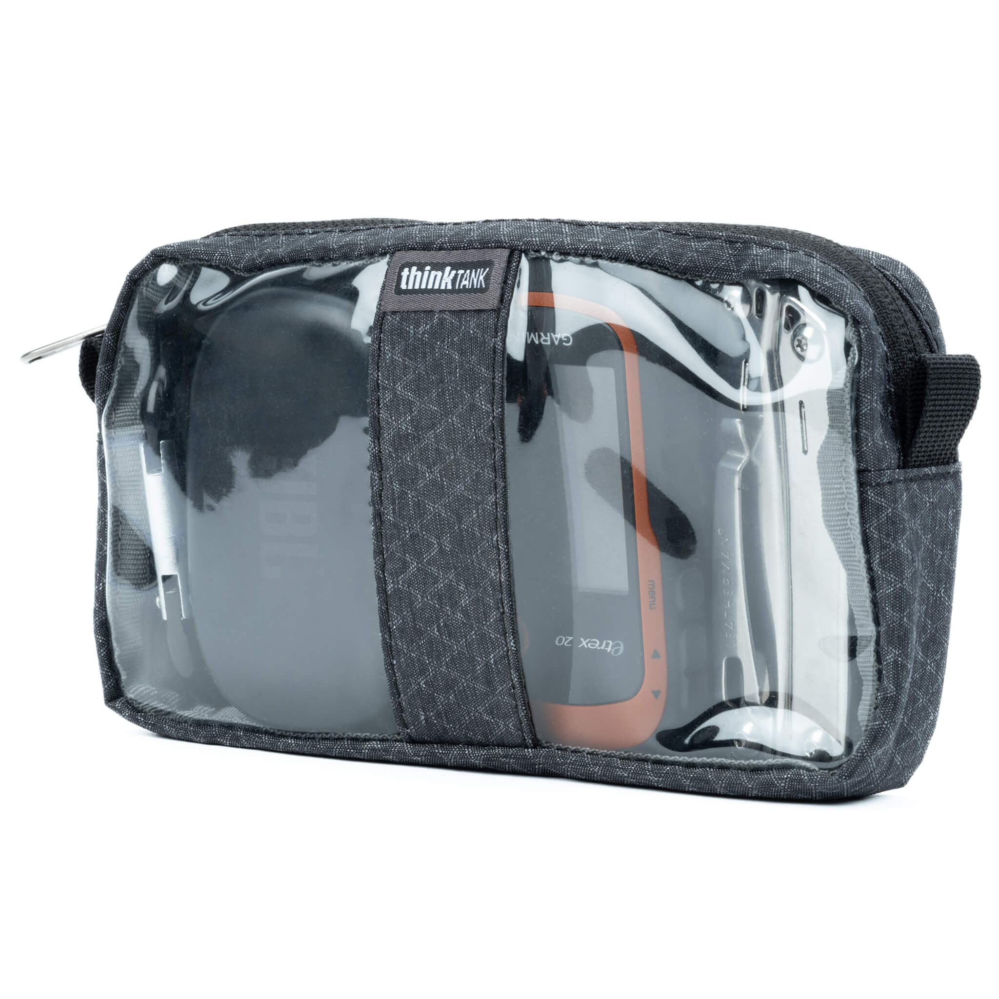 Think Tank Cable Management clear pouch for organising cables with easy visibility.