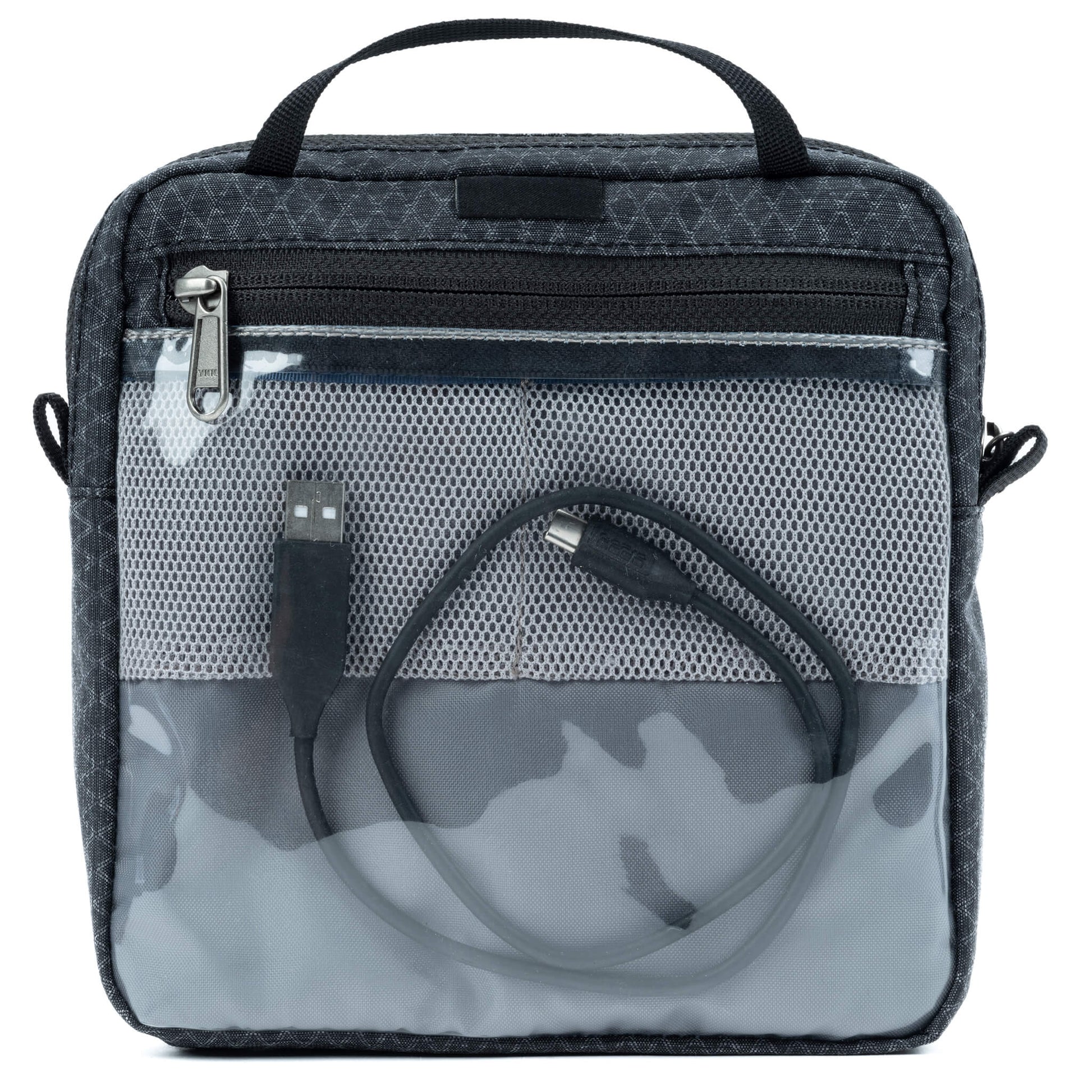 Think Tank Cable Management clear pouch for organising cables with easy visibility.