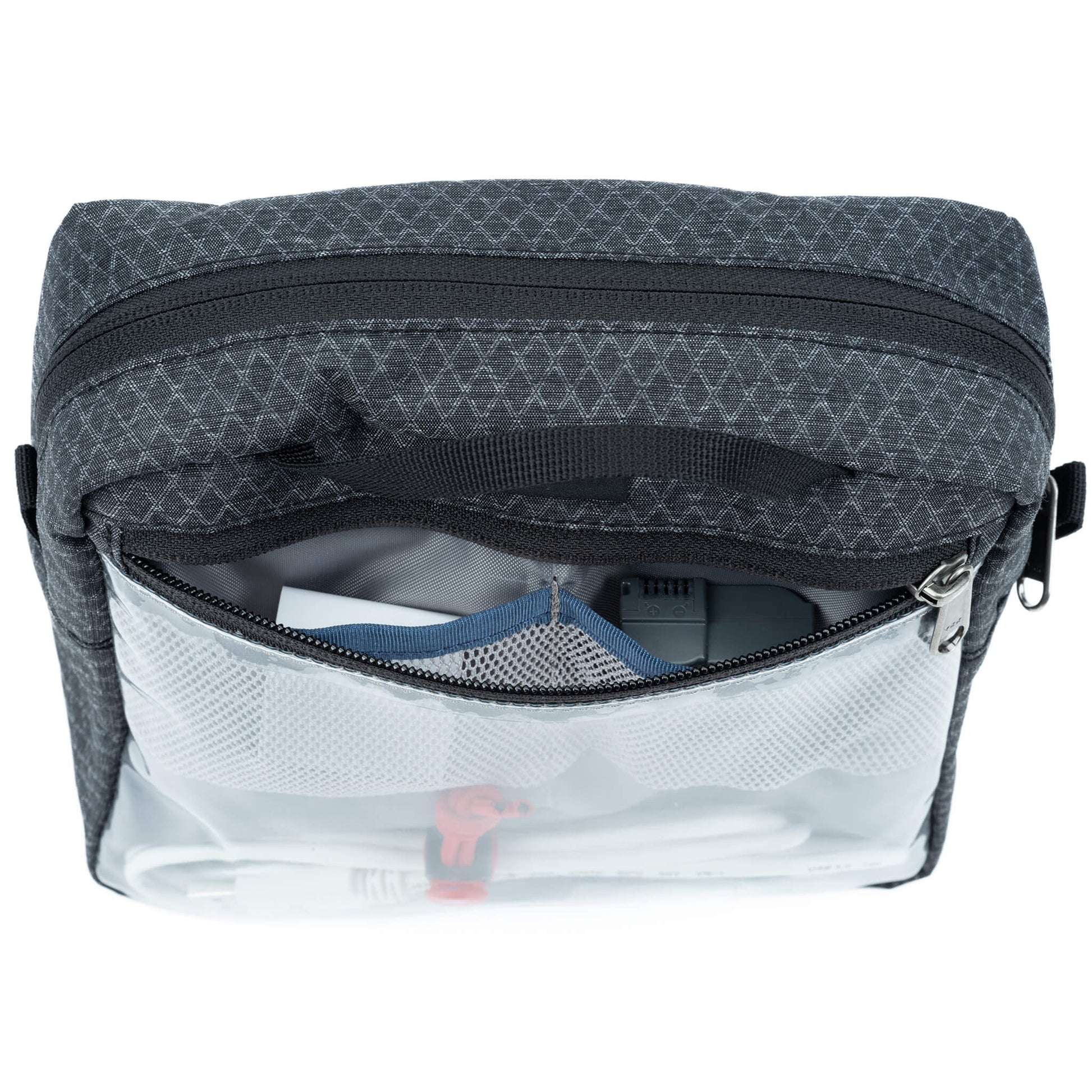 Think Tank Cable Management clear pouch for organising cables with easy visibility.