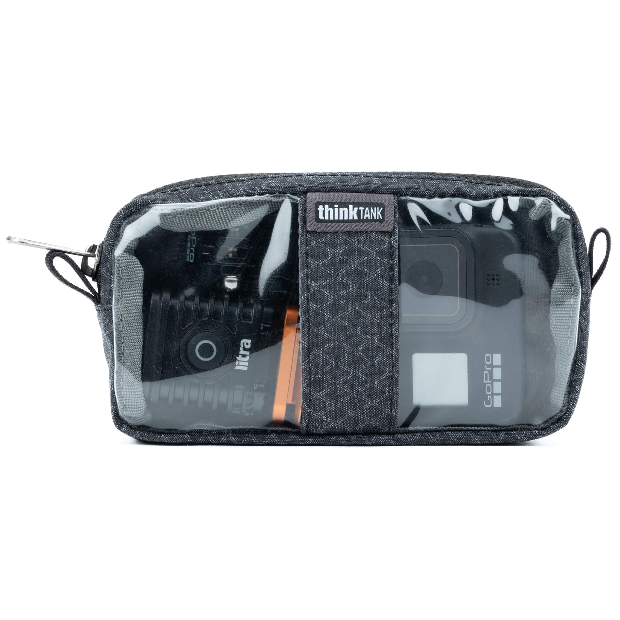 Think Tank Cable Management clear pouch for organising cables with easy visibility.