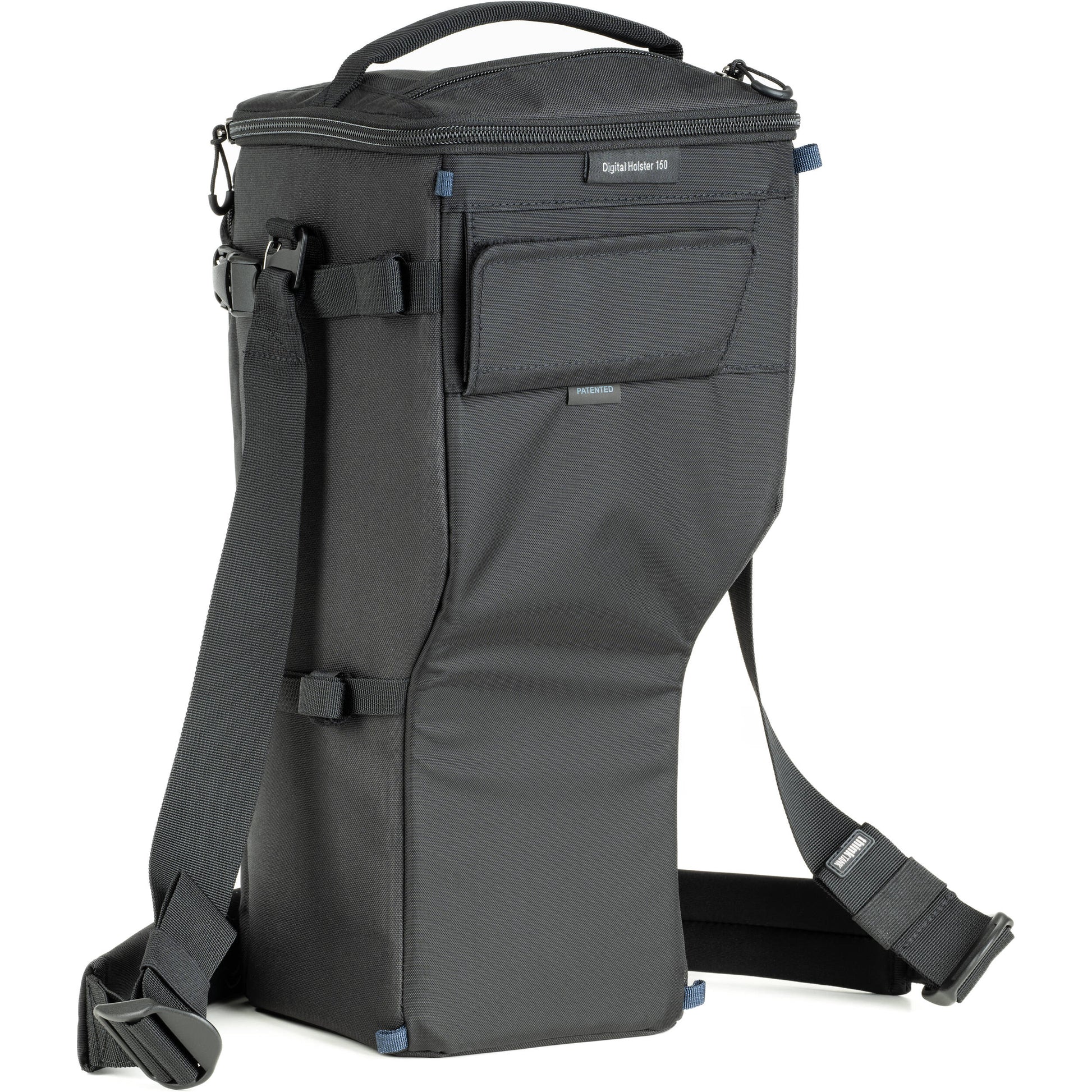 Think Tank Digital Holster 150 for 150–600mm lenses with belt/shoulder carry and accessory pockets.