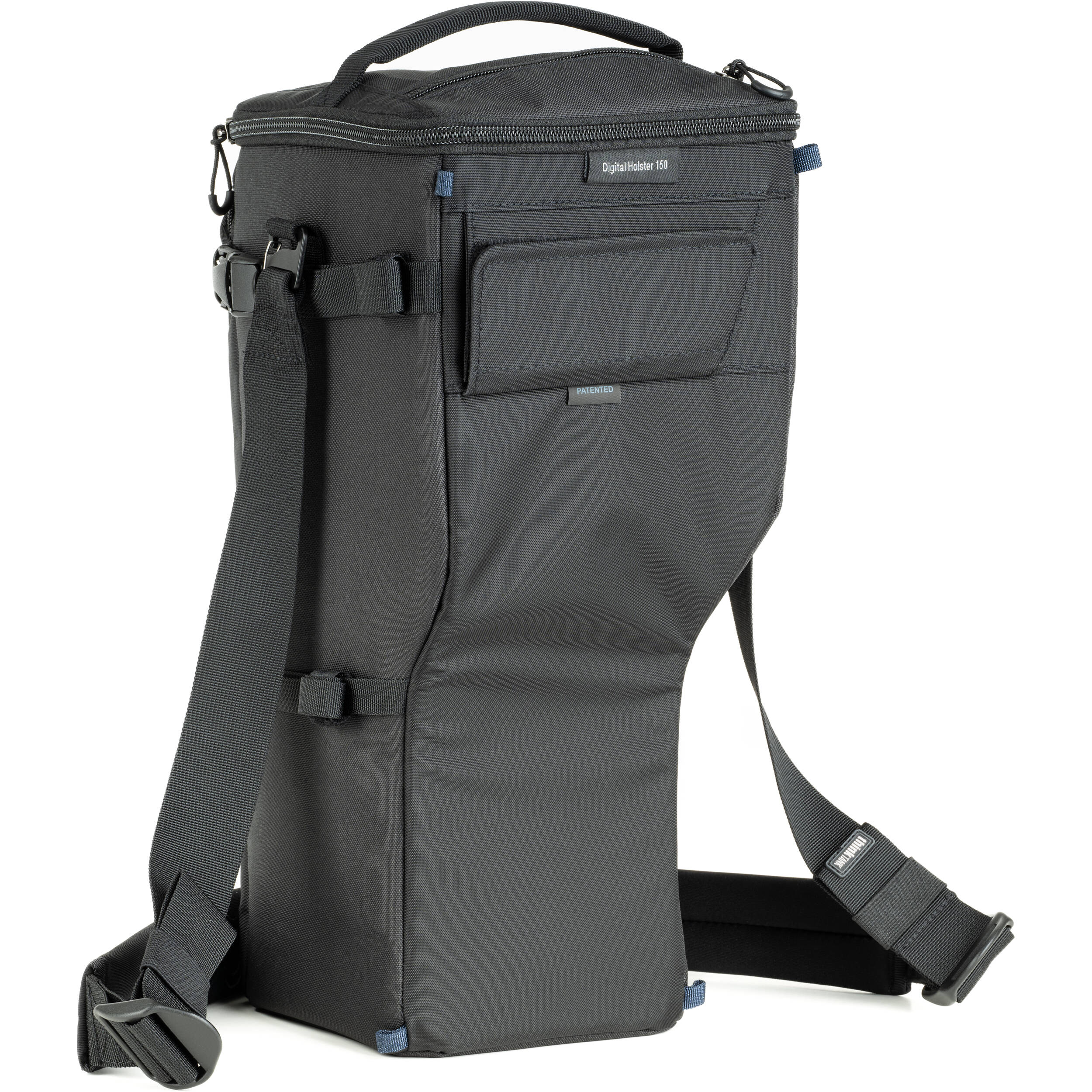 Think Tank Digital Holster 150 for 150–600mm lenses with belt/shoulder carry and accessory pockets.