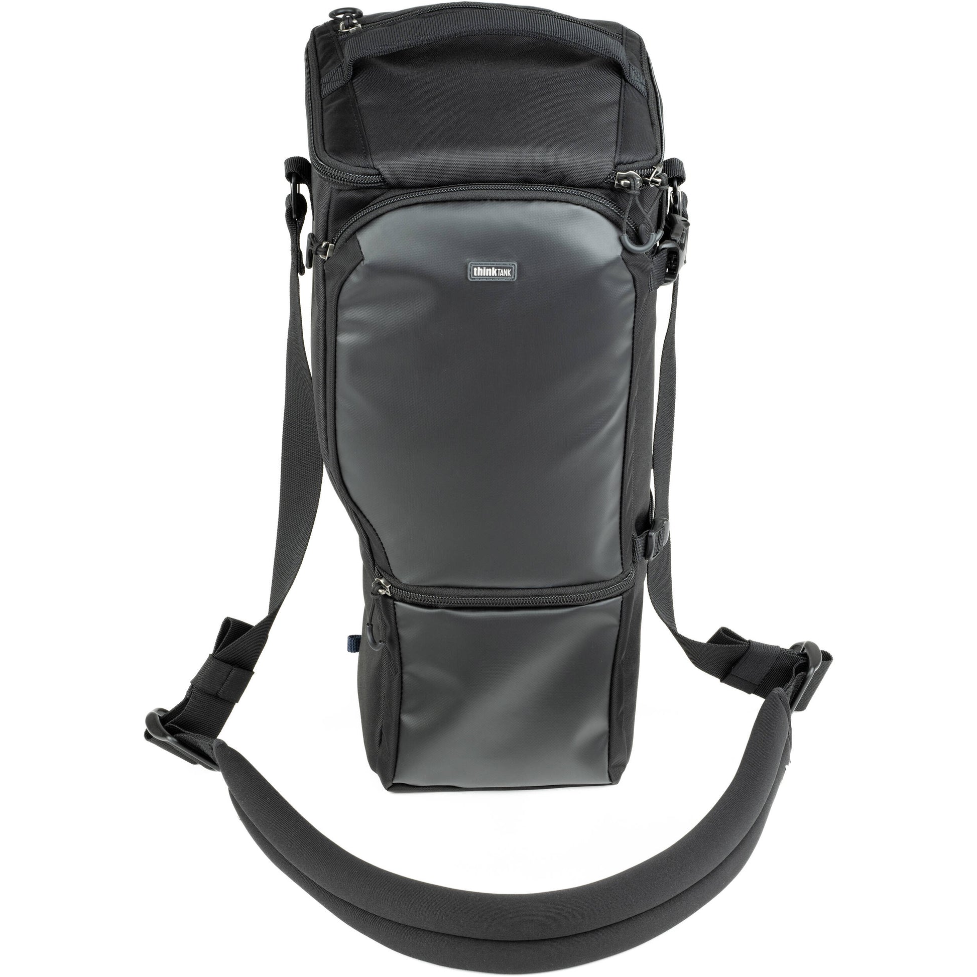 Think Tank Digital Holster 150 for 150–600mm lenses with belt/shoulder carry and accessory pockets.