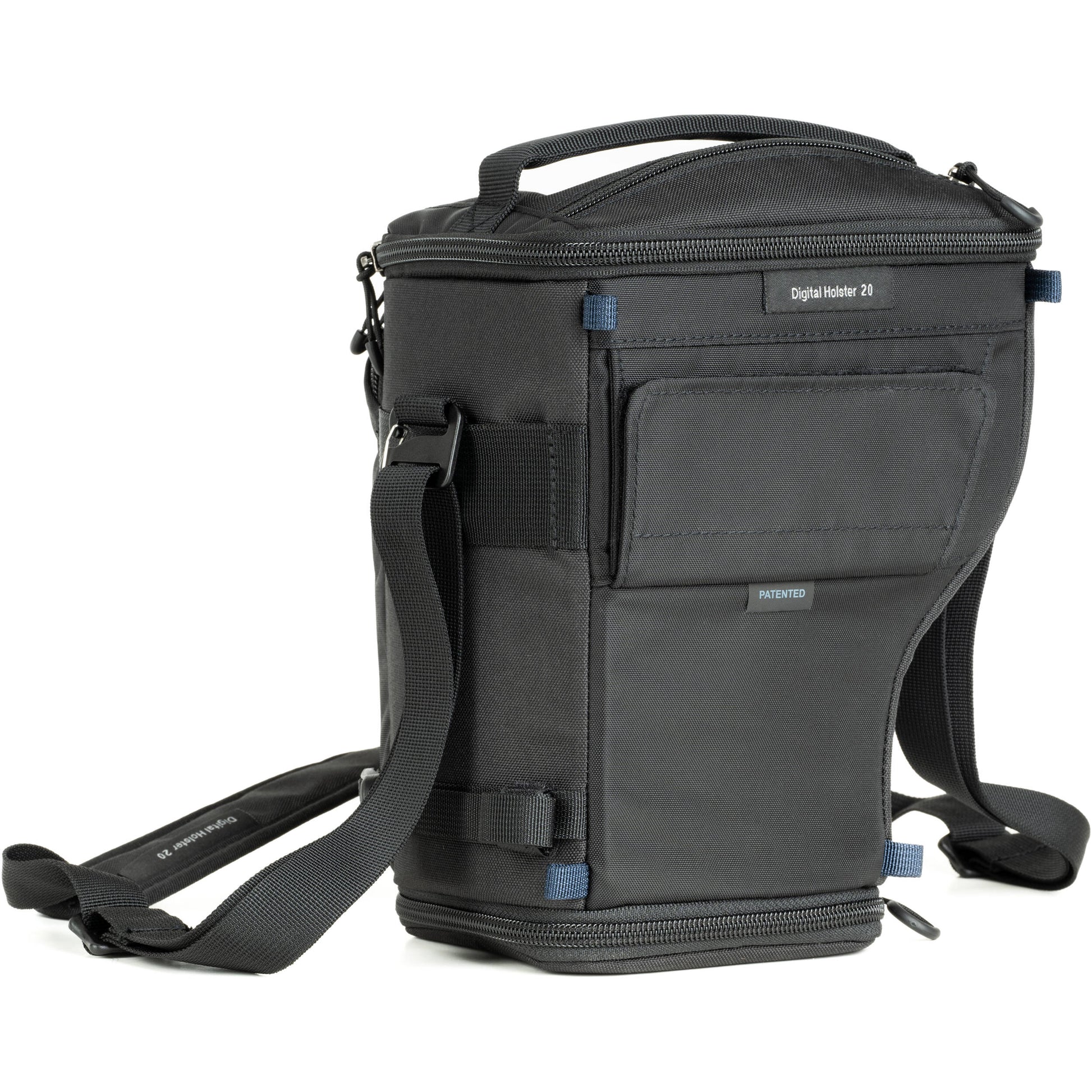 Think Tank Digital Holster 20 V3 for mirrorless cameras, quick-access, water-resistant, with shoulder strap.