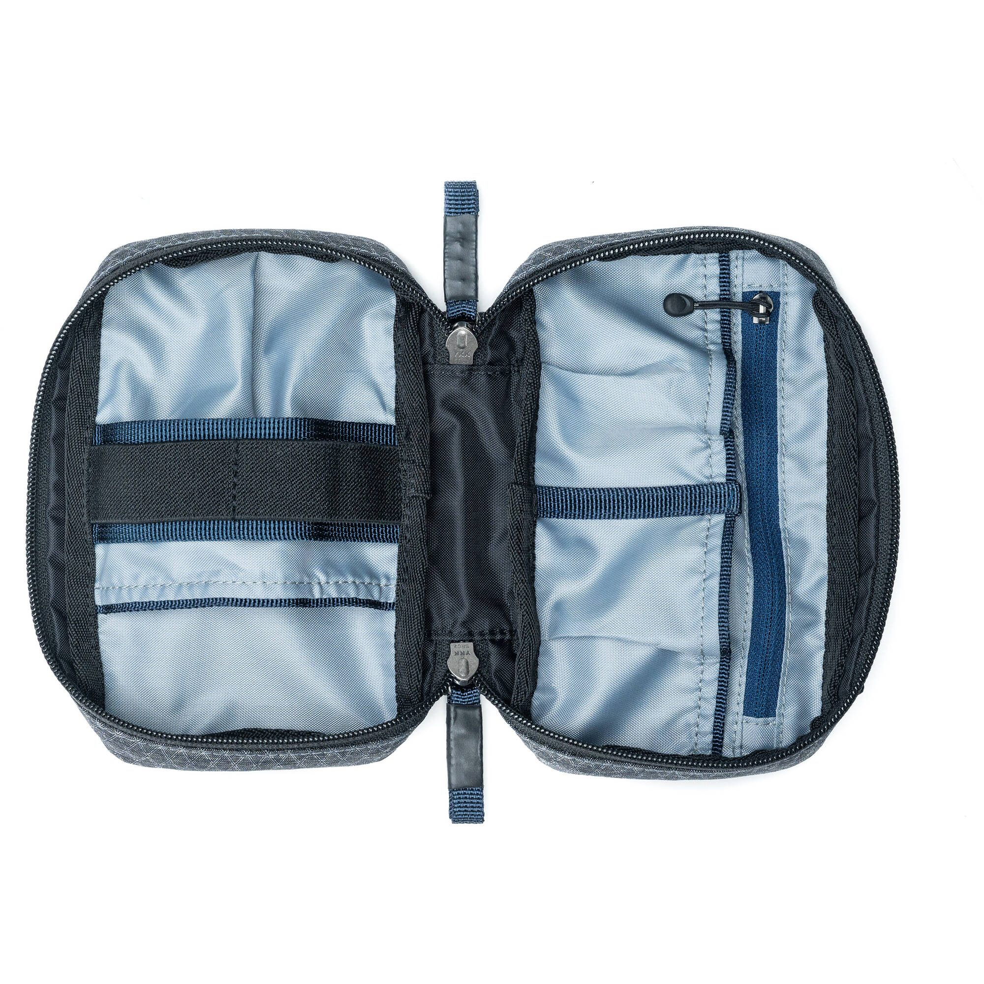 Think Tank EDC Pouch with pockets, zippered compartment, water-repellent coating, and open-flat design for easy access.